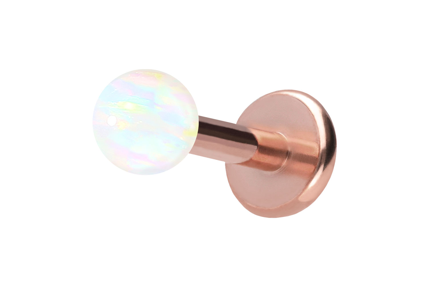 Titan Labret Piercing mit Push Fit SYNTHETISCHER OPAL
